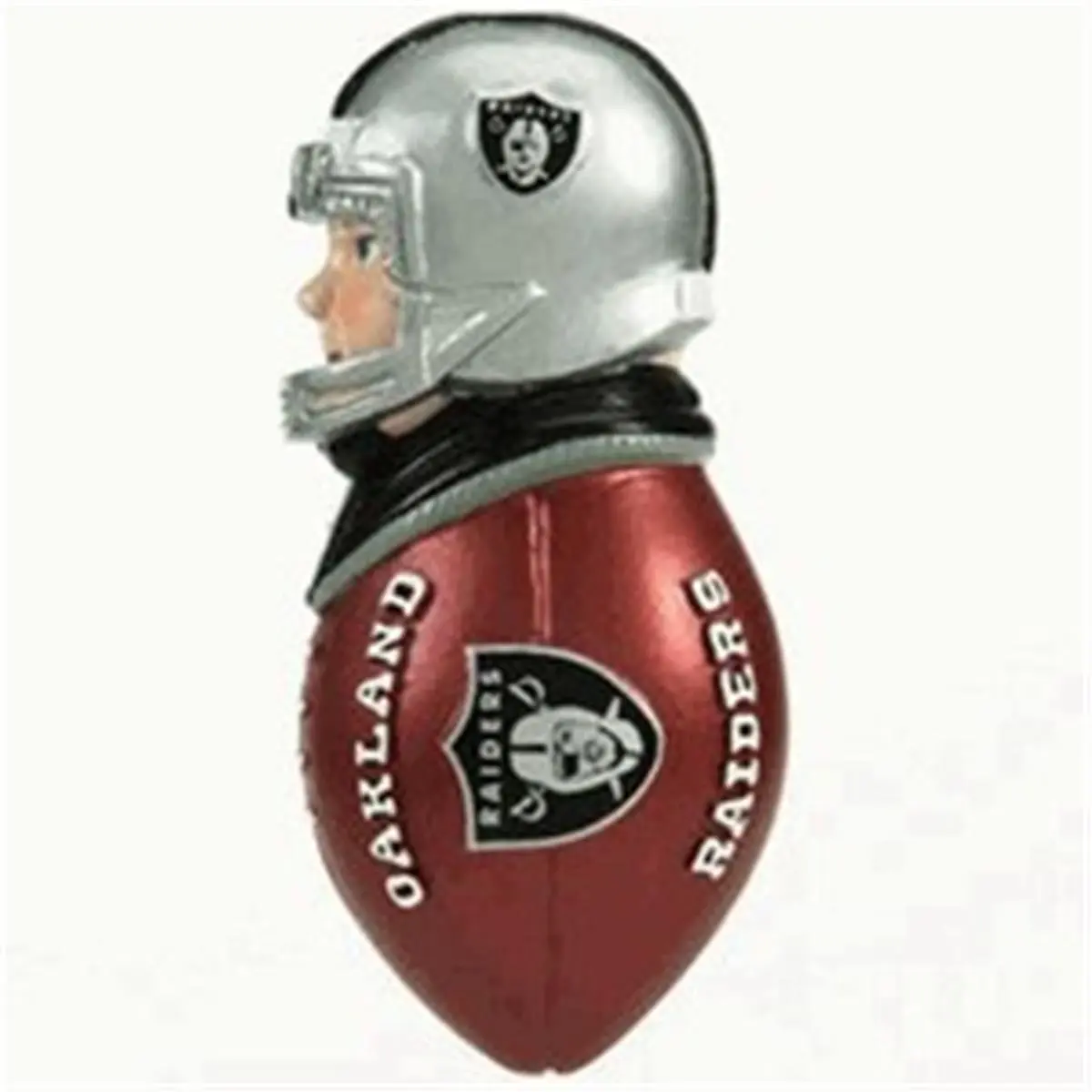 212 MAIN Oakland Raiders Tackler Double Sided Magnet - 4.5 in Metal Football-Shaped Magnetic Item for Sports Fans, Strong with Official Logos, Dual Sided Magnet, 4 1/2 Inches