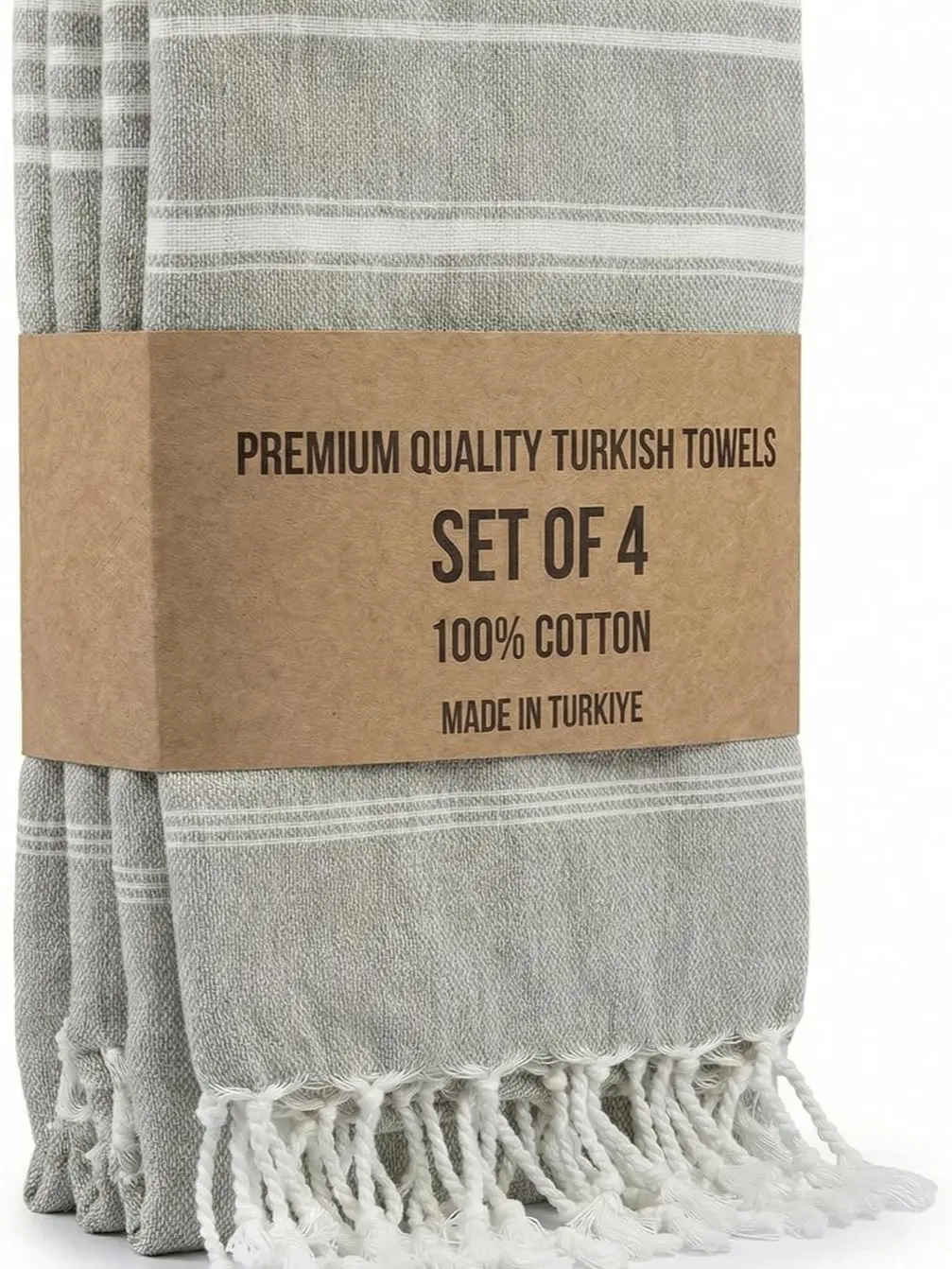 Clotho 4 Pack Silver Gray Turkish Hand Towels for Bathroom 18x40 Large 100% Cotton Soft Decorative Towel, Absorbent Lightweight Quick Dry Face Towel for...