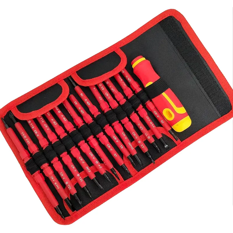 14 in one screwdriver sets, Multipurpose Screwdriver Kit, Multipurpose screwdriver, multifunctional tool set, interchangeable screwdriver heads, screwdriver bits, household disassembly tool set, cloth bag storage for easy carrying