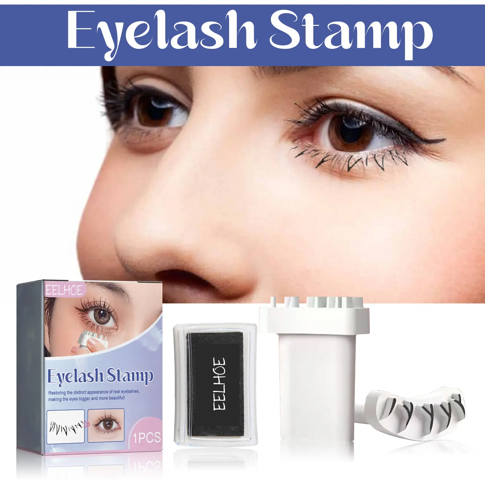 Eyelash Stamp, Diy Eyelash Stamp Printing 3D Durable Waterproof Eyelash Aid, Makeup, Cosmetic