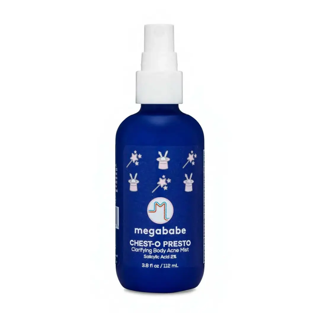 Megababe Chest-o Presto | Clarifying Body Acne Mist | Benzoyl Peroxide Free | 3.8 fl oz Megababe Chest-o Presto | Clarifying Body Acne Mist | Benzoyl Peroxide Free | 3.8 fl oz
