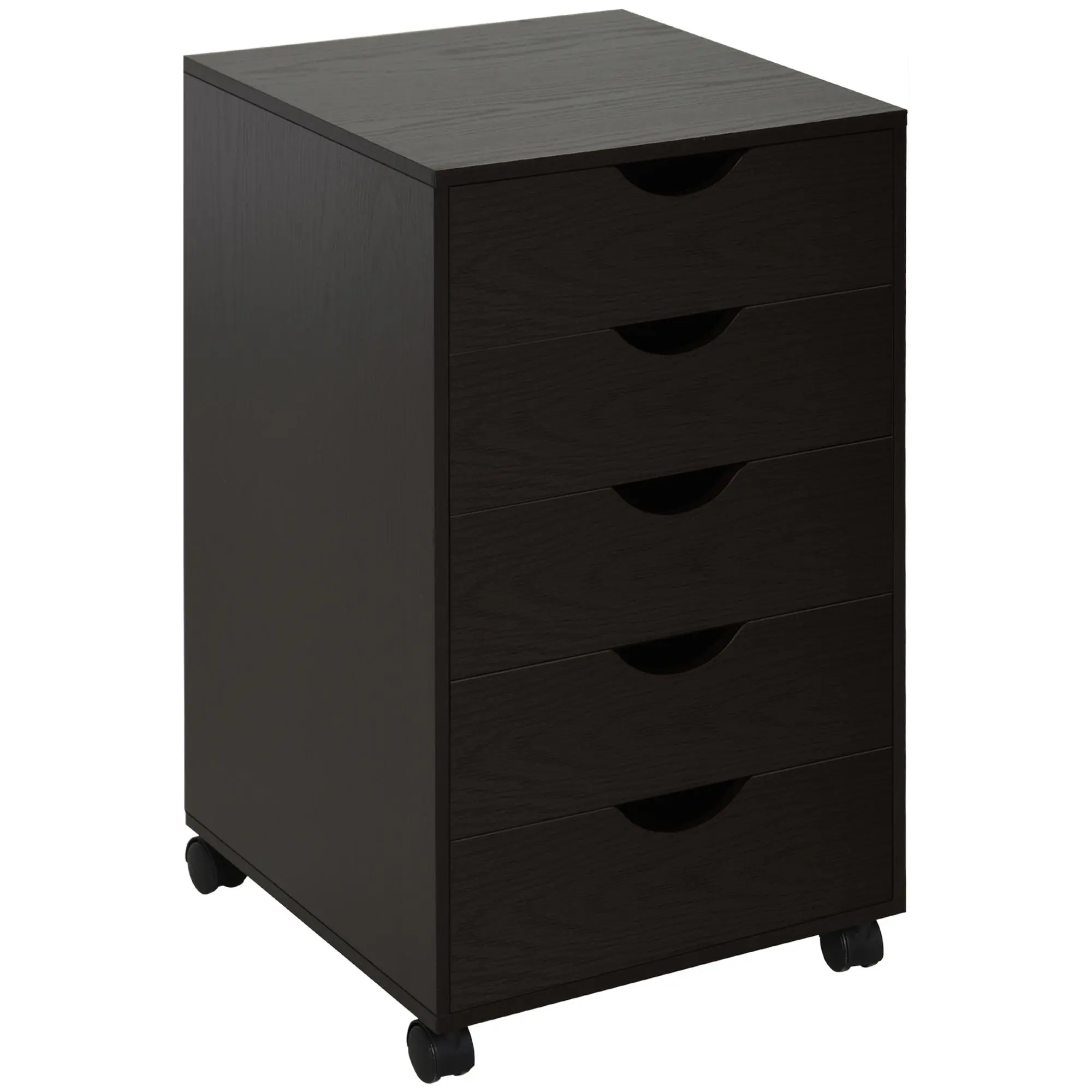 HOMCOM 5 Drawer Home Office Storage Cabinet, Mobile Printer Stand with Nordic Minimalist Modern Style & Wheels, Brown