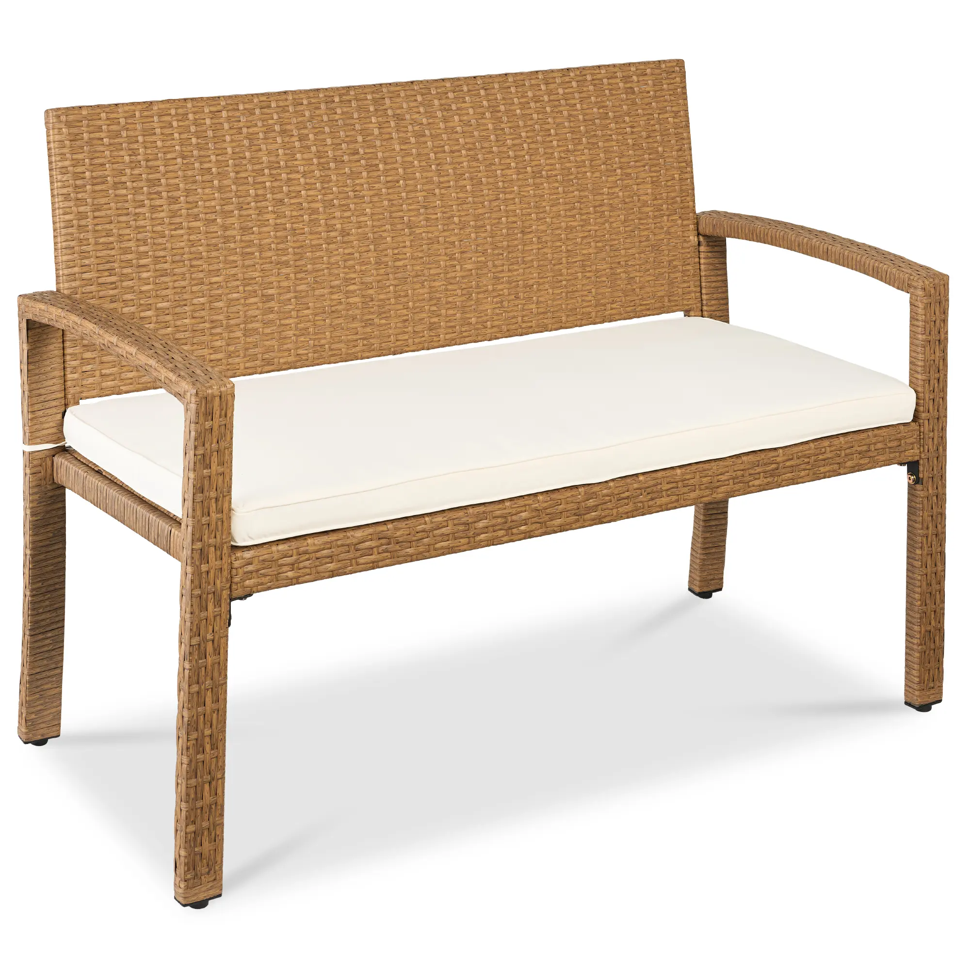 Best Choice Products 2-Person Outdoor Wicker Bench Garden Patio Porch Furniture w/ 700lb Capacity, Cushion