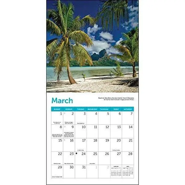 USED Book - Islands Mini Wall Calendar 2020 Monthly January-December 7 x 7