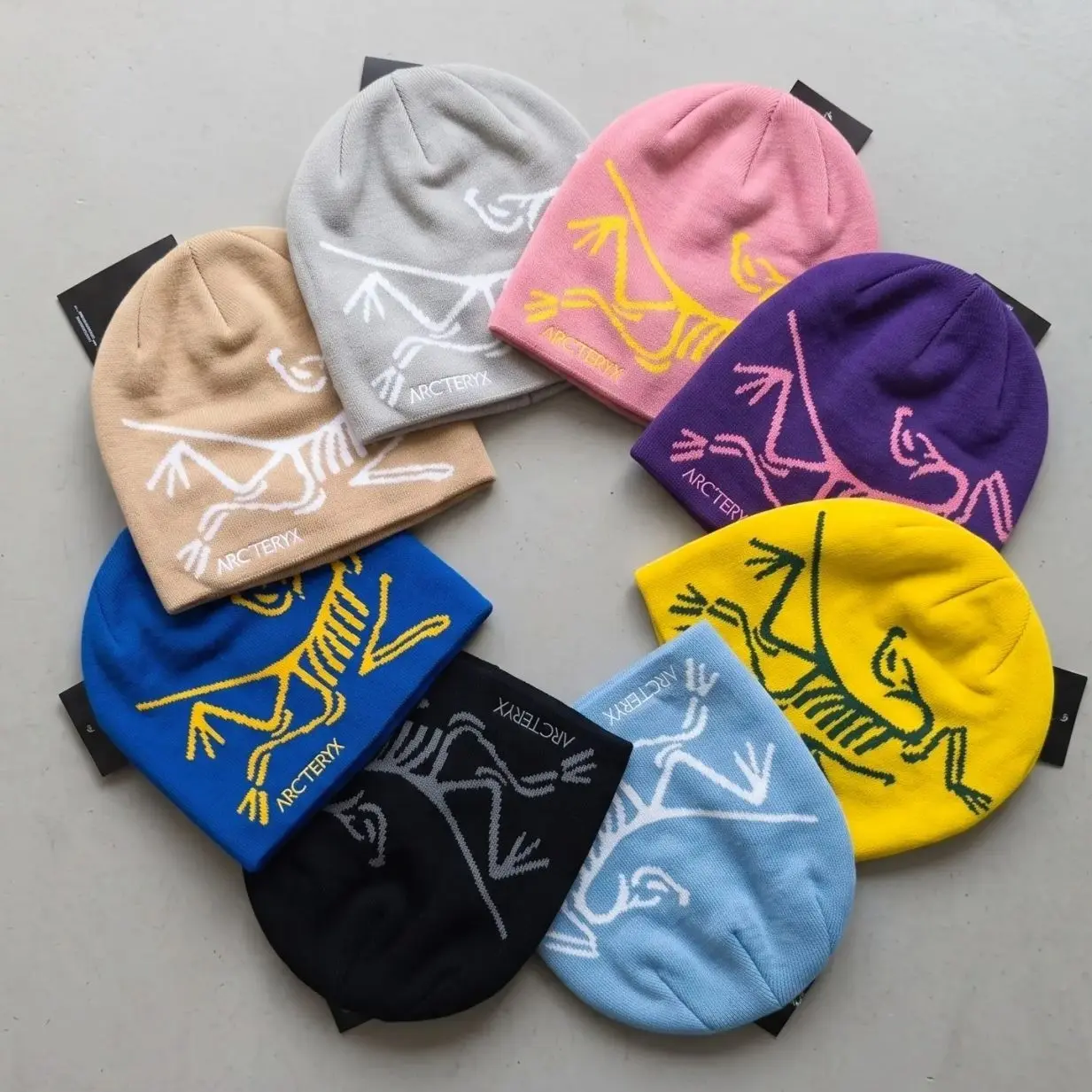 Gorpcore Circular Wreath Layout Beanies | Premium Primitive Bird Skeleton Thermal Skullcap | Assorted Color Pack Hat new