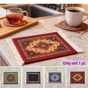 1pc Vintage Style Tea Cup Mat, Heat Resistant Non-slip Coffee Cup Mat, Retro Coffee Table Accessory for Home Decor，Moroccan Style Coaster，Decorative Coaster for Home Kitchen Dining Room, Placemat