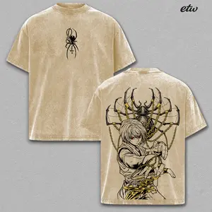 Limited Edition Kurapika T-Shirt – Hunter x Hunter Vintage Washed Oversized Graphic Tee, Anime Streetwear Casual, Heavy Cotton Unisex Top, Gift for HXH Fans