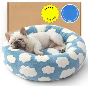 Soft Donut Bed - Cozy Fluffy Calming Bed for Small/Medium/Large Dogs & Cats, Soft Plush Round Pet Bed for Comfort, Washable, Anti-Slip Bottom, Camas para Perros, Pet Supplies Bedding