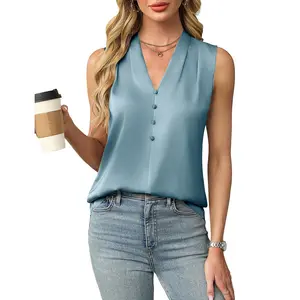 Women's Dressy V Neck Sleeveless Tank Tops Business Casual Work Blouses