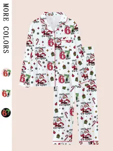Women's Teen 67 Six seven Christmas Pajama Set, Fall Winter Long Sleeve Pants Homewear, Elastic Waist Comfortable Cute, Christmas Gift