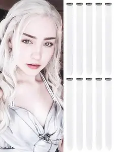 10 Pcs White hair extensions 22 Inch Straight colored hair colorful clip in extensions Highlight Party for Girls and Women Synthetic Hair Extension