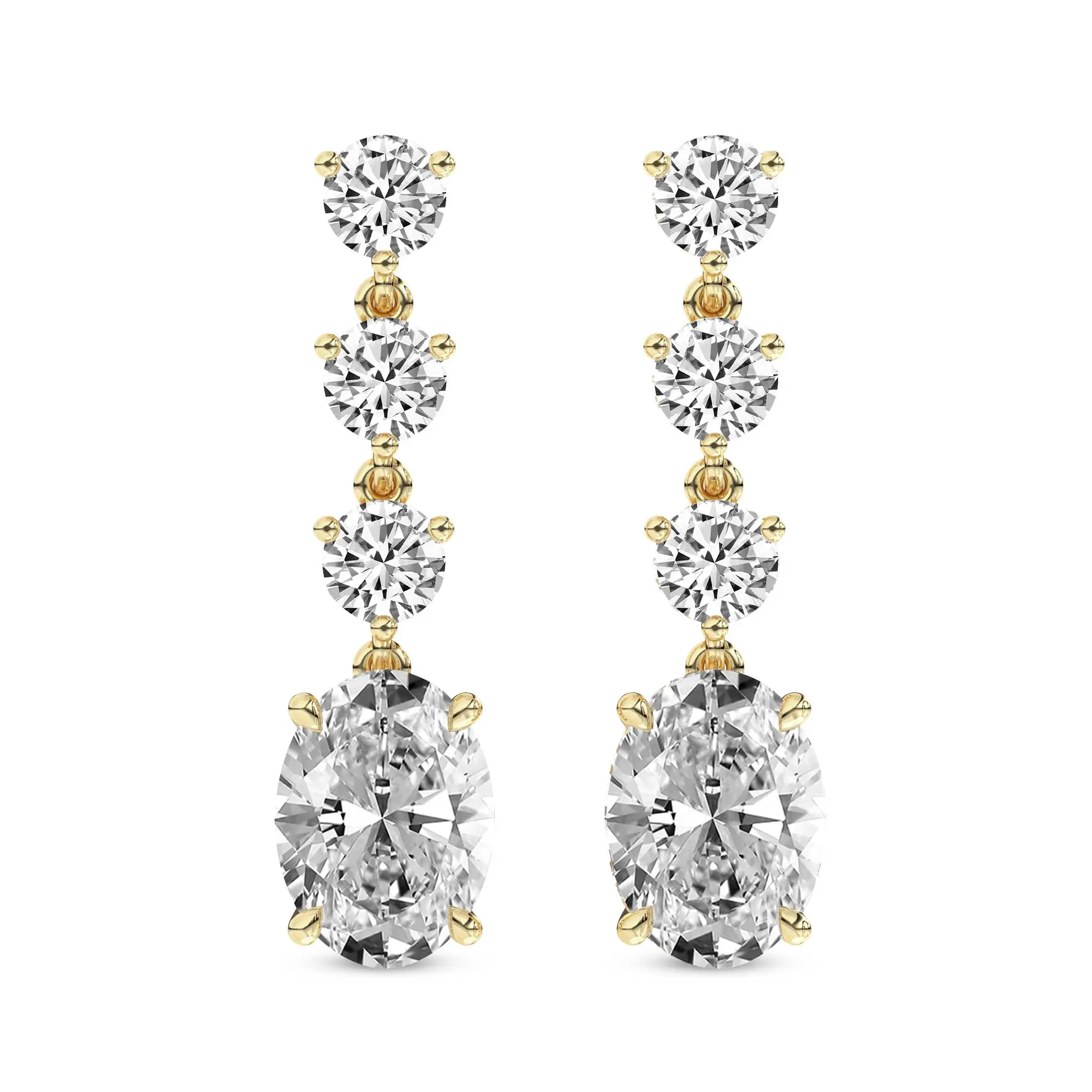 Lab Diamond Fashion Earrings 14Kt Yellow Gold 6Ct Elysium Flower Fashion Lab Diamond Stud Earrings F-G Color, VS Diamond, IGI Certified - Friendly Diamonds