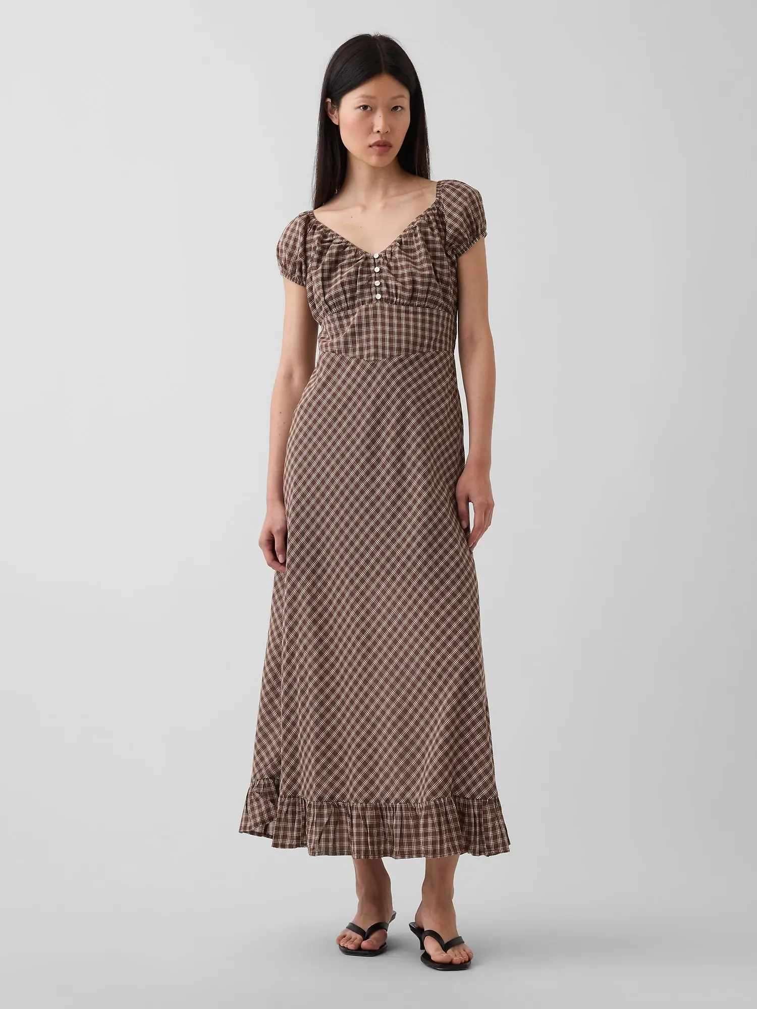 Gap Women's V-Neck Ruffle Hem Maxi Dress