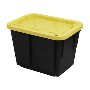 212 MAIN 12gal Stackable Box, Durable Storage Organizer, Sturdy Plastic Storage Bin, 14.7x15x20.5in Grade Multilayer Organizer, Black-Yellow, Pack of 4 (Automotive & Motorcycle Accessory)