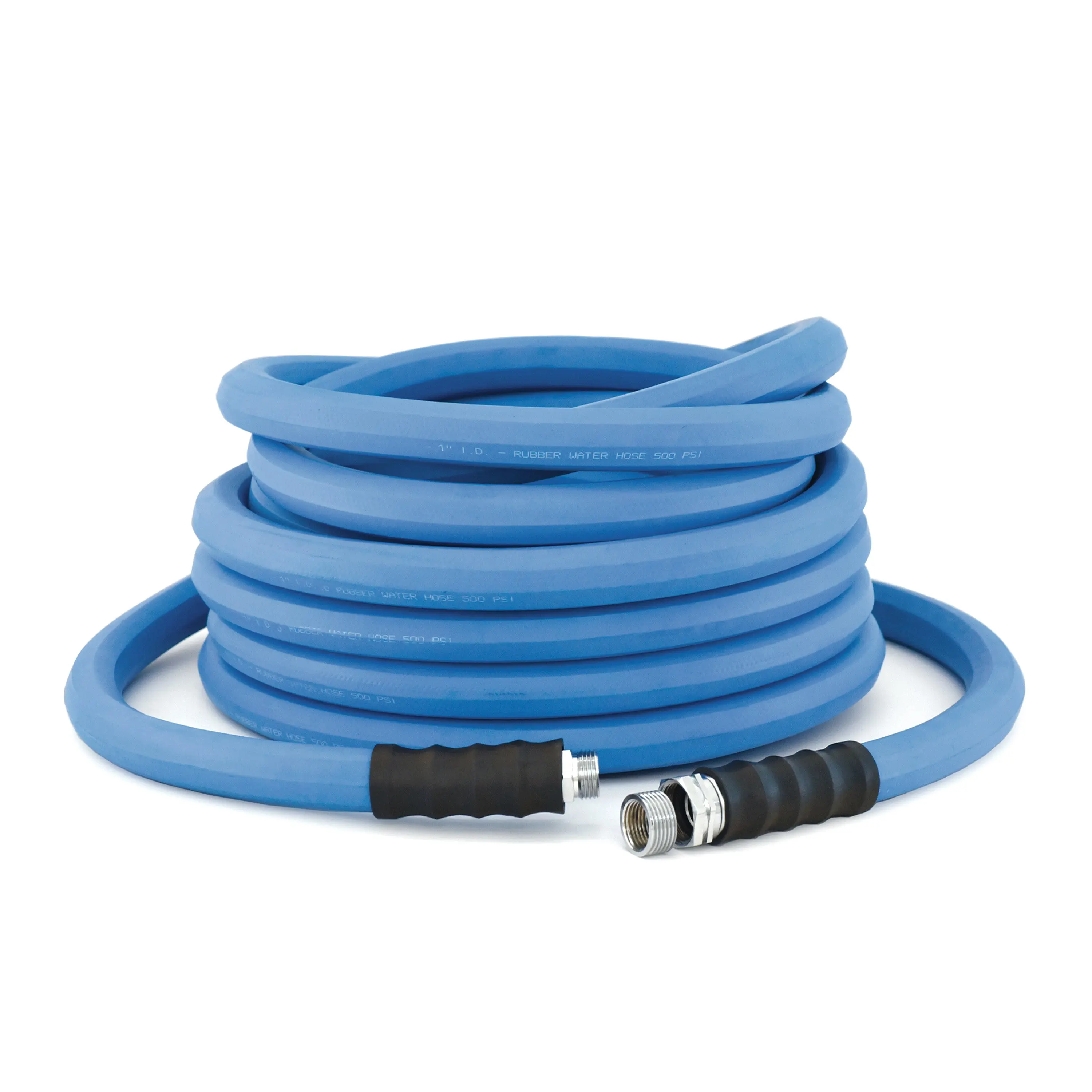 Ag-Lite 1" x 100' Heavy-Duty Rubber Water Hose with Brass GHT Fittings