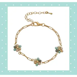 Dainty Chain Flower Bead Bracelet