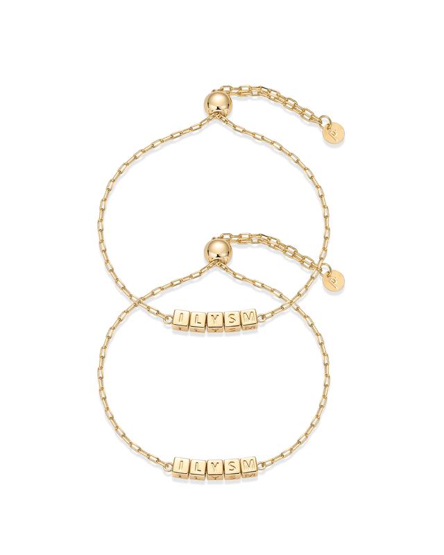 PAVOI 14K Gold Plated Adjustable Matching Bracelets for Women – Heart Charm and BFF Friendship Styles