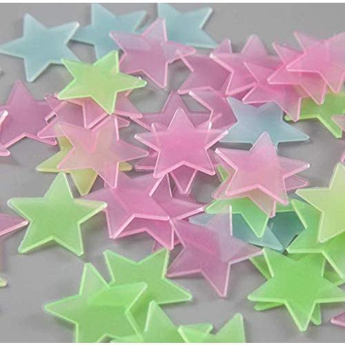5PCS 3cm Multi-Color Stars Glow in The Dark Luminous Fluorescent Wall Stickers for Baby Kid's Nursery Room-Stars Plastic Luminous Wall Stickers for Bedroom Decoration Home Ceiling Wall