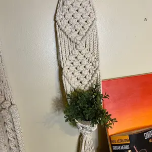 Handmade Macrame Beige wall hanging planter