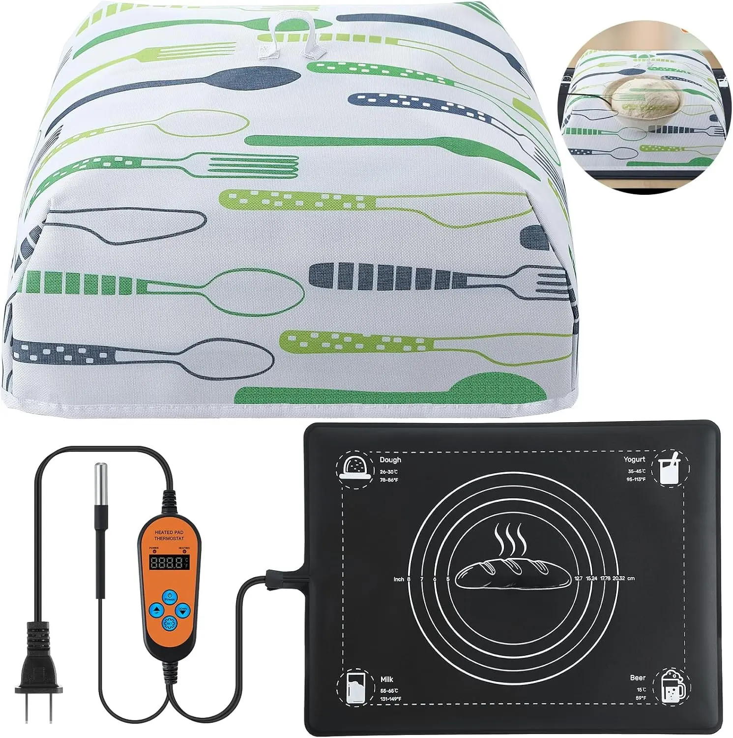 Sourdough Heating Mat with Heat Shield, Sourdough Starter Warmer for Fermenting with Temperature 59-140Fahrenheit Thermostat Control, 12" x 16" Proofing Mat with for Making Bread, Yogurt