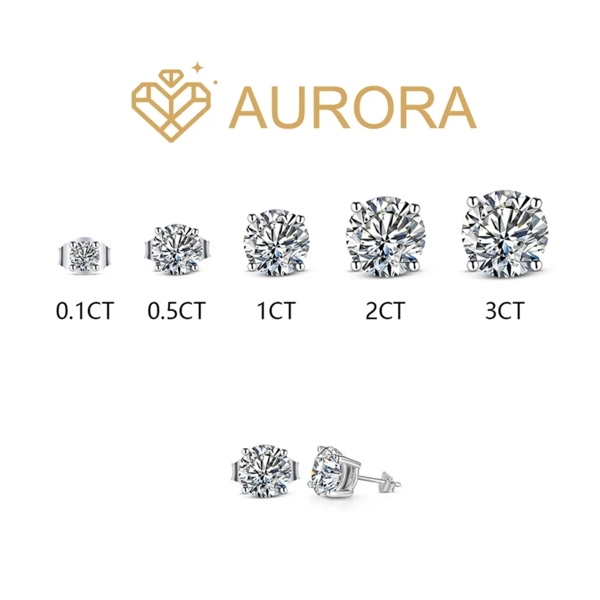 【#36 Danty ear stud】Moissanite earrings with 925 Sterling Silver Synthetic Moissanite