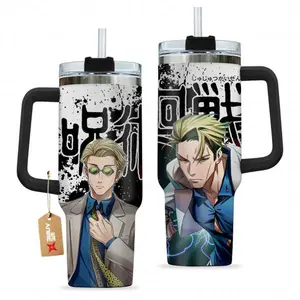 STORMMECH- Kento Nanami 40oz Handle Tumbler – JJK Stainless Steel Travel Mug, Anime Inspired Vacuum Insulated Cup, Large Iced Coffee Tumbler, Manga Fighter Drinkware, Otaku Gift for Him Her
