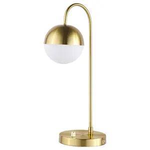 Merrick Round Arched Table Lamp Gold USB port Built-In