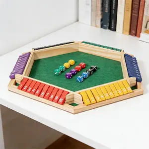 Shut The Box Classic WoodenMath Game - Educational Family Board Gamefor Kids & Adults dice boardgameset foldable