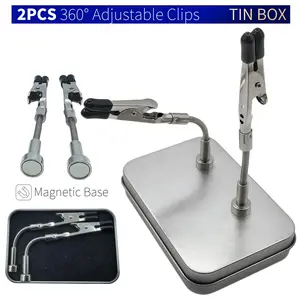 2-Pack Magnetic Universal Clamps, Versatile Third Hand Tool, Flexible Hose Holder, Ideal for Welding, Model Painting, DIY, Photography, Storage