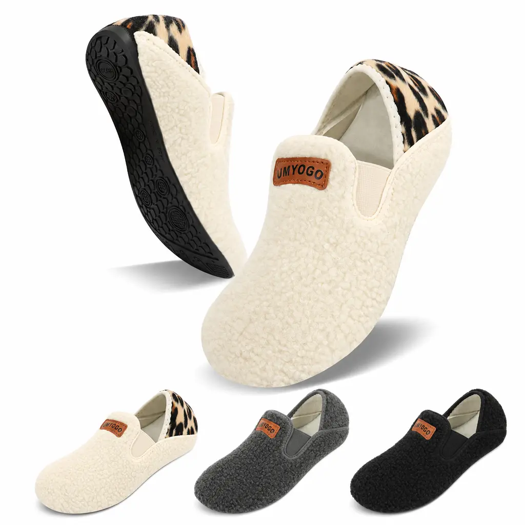 Fleece House Slippers for Women & Men-Non-Slip Indoor Shoes with Soft Lining, Lightweight Warm Fuzzy Footwear for Home, Bedroom, Travel Comfort Boy Cotton slippers women house shoe