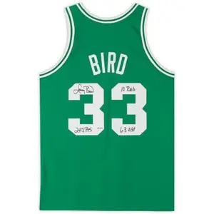 Framed Larry Bird Boston Celtics Autographed Green Mitchell & Ness 1985-1986 Authentic Jersey with Multiple Inscriptions - Limited Edition of 33 - Fanatics Authentic Certified