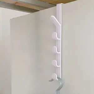 Multi-functional 5-section Hook, 1 Count Wardrobe Hook, Hanging Bag Hat Clothes Door Back Wall Wall Non-punch Hanger, Home Organizer