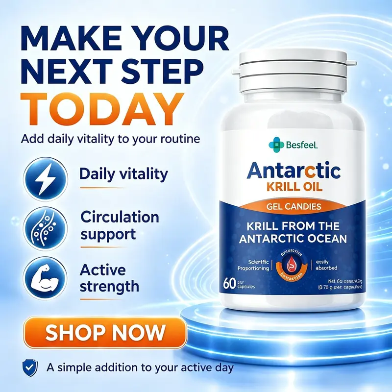 High-Purity Antarctic Krill Oil Capsules – Contains Phospholipids & Astaxanthin – Phospholipid-Bound Omega-3 – Nutritional Supplement for Middle-Aged and Older Adults – Pure Ingredients – Suitable for Long-Term Daily Use