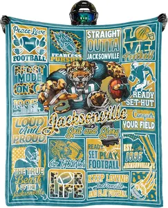 Jacksonville Blanket Gifts for Fans Soft Lightweight Flannel Throw Blanket for Men Women Youth Kids, Football Team Color Blankets for Couch Living Room, Jaguars Fan Blanket, Game Day Gift, Game Day Blanket