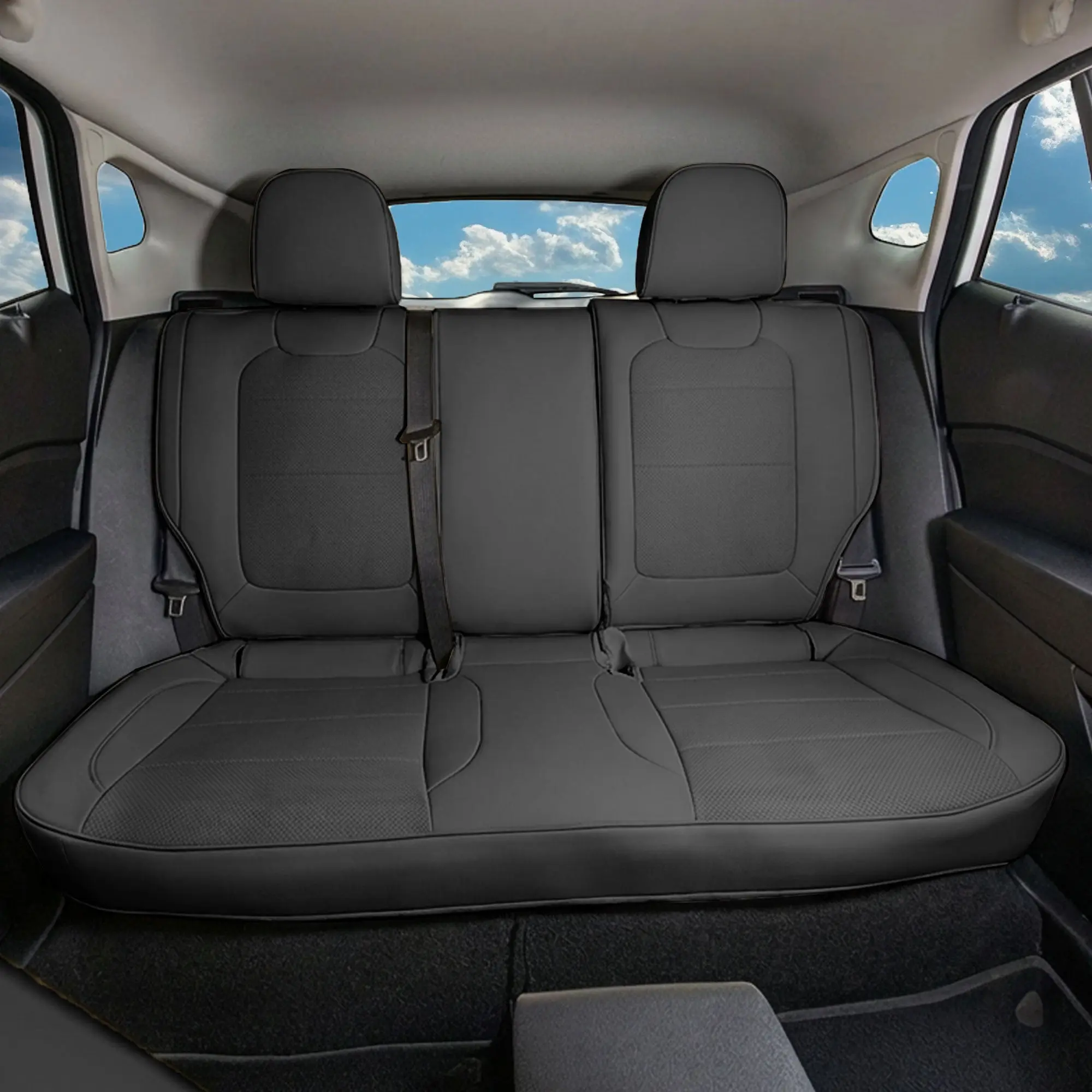 FH GROUP Custom Cut Black Faux Leather Car Seat Covers for 2024-2026 Chevrolet Trax SUV, Easy to Clean, Stain Guard, Anti-Scratch, Factory-Style, Headrests-Included, Protects Rear Upholstery, Everyday Use Solution
