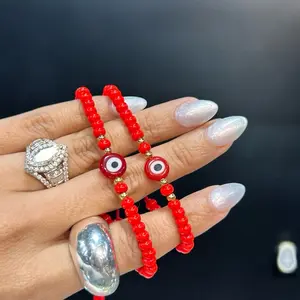 Kids bracelet evil eye rojo ajustable 14k