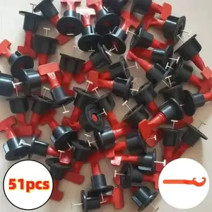 51-Piece Tile Leveling System with Metal Anchors, Plastic Floor and Wall Tiles Spacers Wedges, Reusable DIY Installation Kit