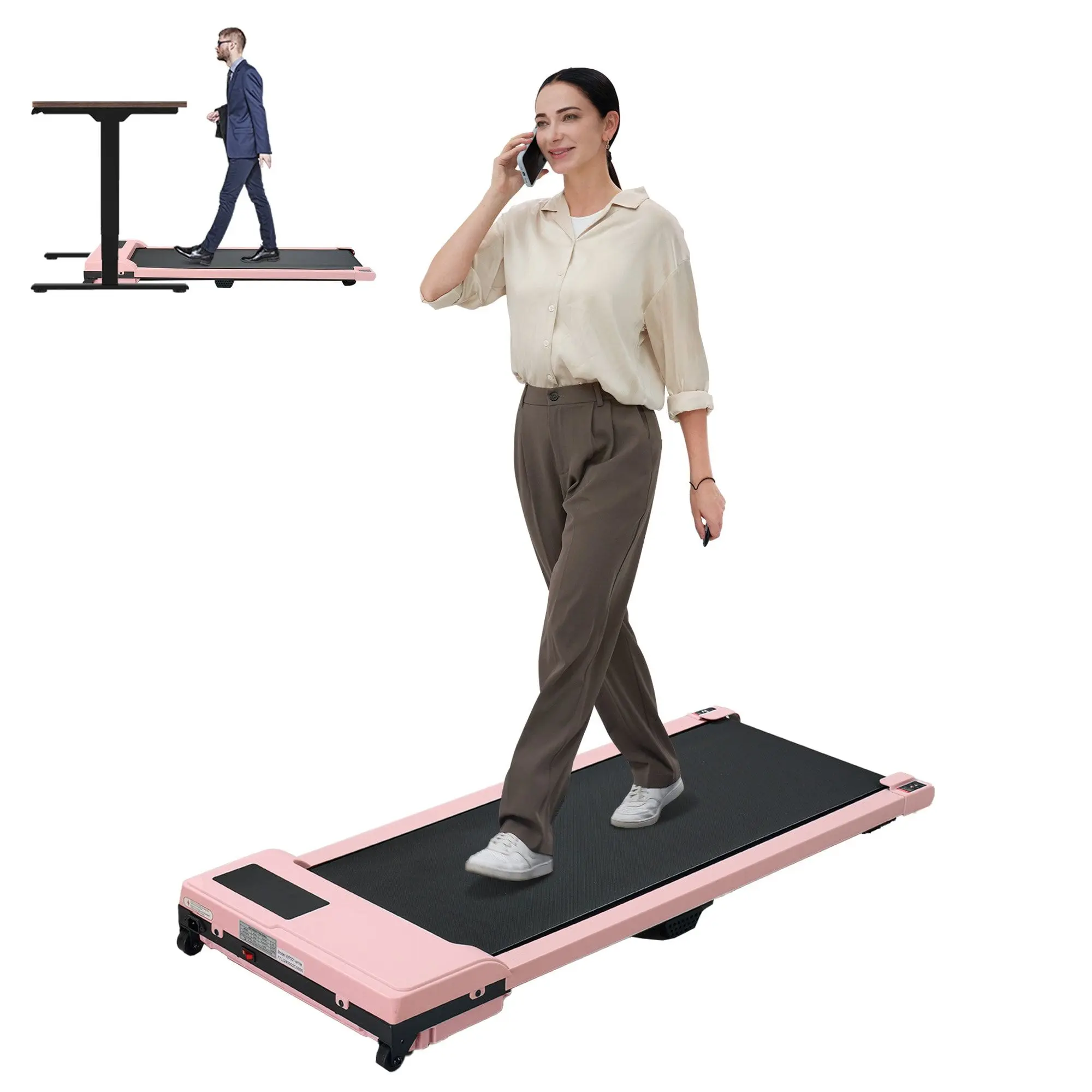 Bellemave Walking Pad with Quiet 2.0 HP Brushless Motor, Countdown Modes, Spacious Running Area, 220 lbs Weight Capacity for Home or Office Workouts, 3 in 1 Portable Treadmill Walking, Pink
