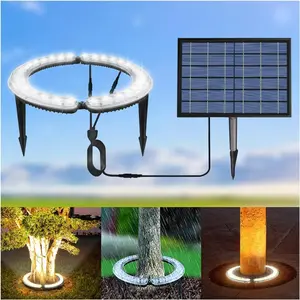 Solar Palm Tree Lights,Super Bright 32 Led 5 V 12000mah Landscape Spotlights for Big Tree Lighting Solar Uplights for Trees Floodlights Home Garden Christmas Party Outdoor (Cool Light)