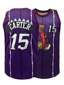 Men's Summer Purple Sports Style Vest Top Sleeveless Basketball Top Breathable Athletic Top Embroidered Number 15 Dinosaur Stylish Jersey