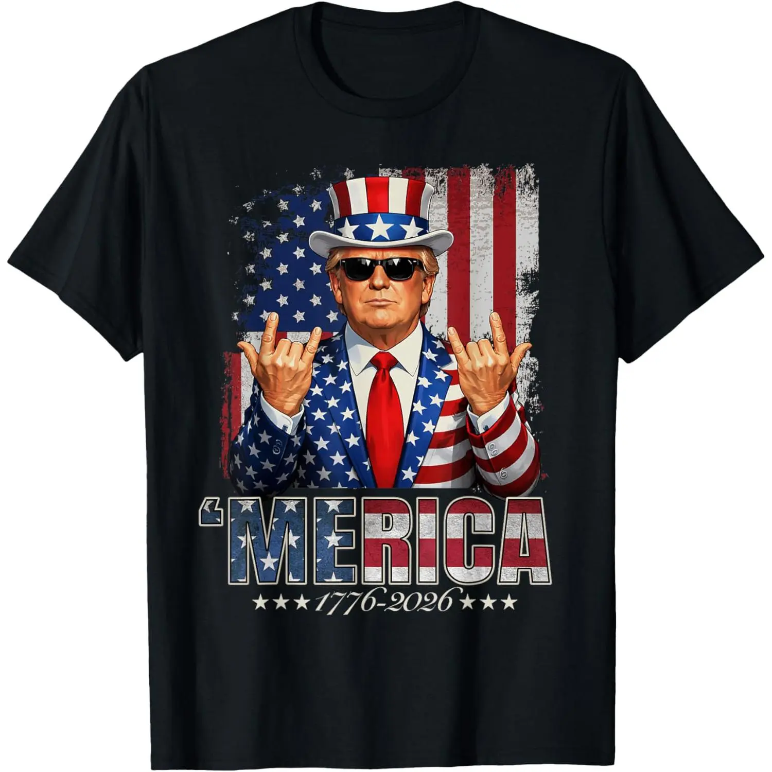 Women's 100% Cotton Casual Distressed Graphic Streetwear Top, Trump-Themed 250th America Birthday 4th of July Tee T-Shirt, Tshirt, Vintage, 250Th‑Year Tee