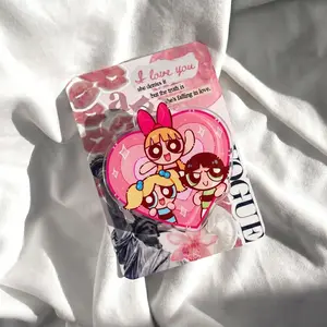 Cute Pink Heart Cartoon Girls Phone Grip | Y2K Aesthetic Power Trio Phone Stand | Sparkly Girly Superhero Cell Phone Holder | Trendy Expanding Finger Grip Loop Gift for Teen Girls