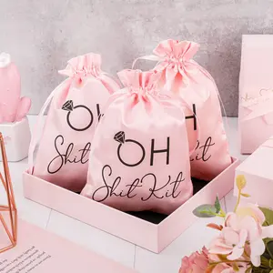 Wedding Hangover Kit Bag, 10pcs/set Pink Bachelorette Party Favor Hangover Kit Bag, Large Drawstring Gift Wrap Bag, Survival Recovery Kit Bag for Wedding Bridal Shower Party Favors