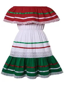 Girl Traditional Mexican Festival Fancy Dress Newborn Infant Off The Shoulder Lace Clothing Outfit bebe dress mexican