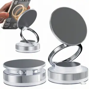 Adjustable Foldable Magnetic Car Phone Holder, N52 Strong Magnet, 360° Rotatable, Dashboard Vacuum Suction Cup Mount, Glass Surface Abs Material