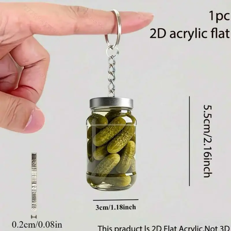 2D flat pickle jar keychain