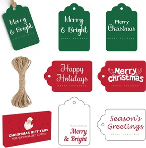 Christmas Gift Tags - 60 PCS Gift Tags for Christmas Presents with String | Xmas Ornaments Labels for Wrapping Paper Tissue Paper | Christmas Tree Decorations Name Tag Stickers for Gift Bags