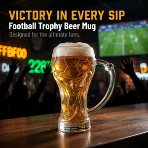 17oz (500ml) Football Shaped Beer Glass Cup, Unique Novelty Drinkware for Fans, Bar & Daily Use Mug, Crystal Glassware