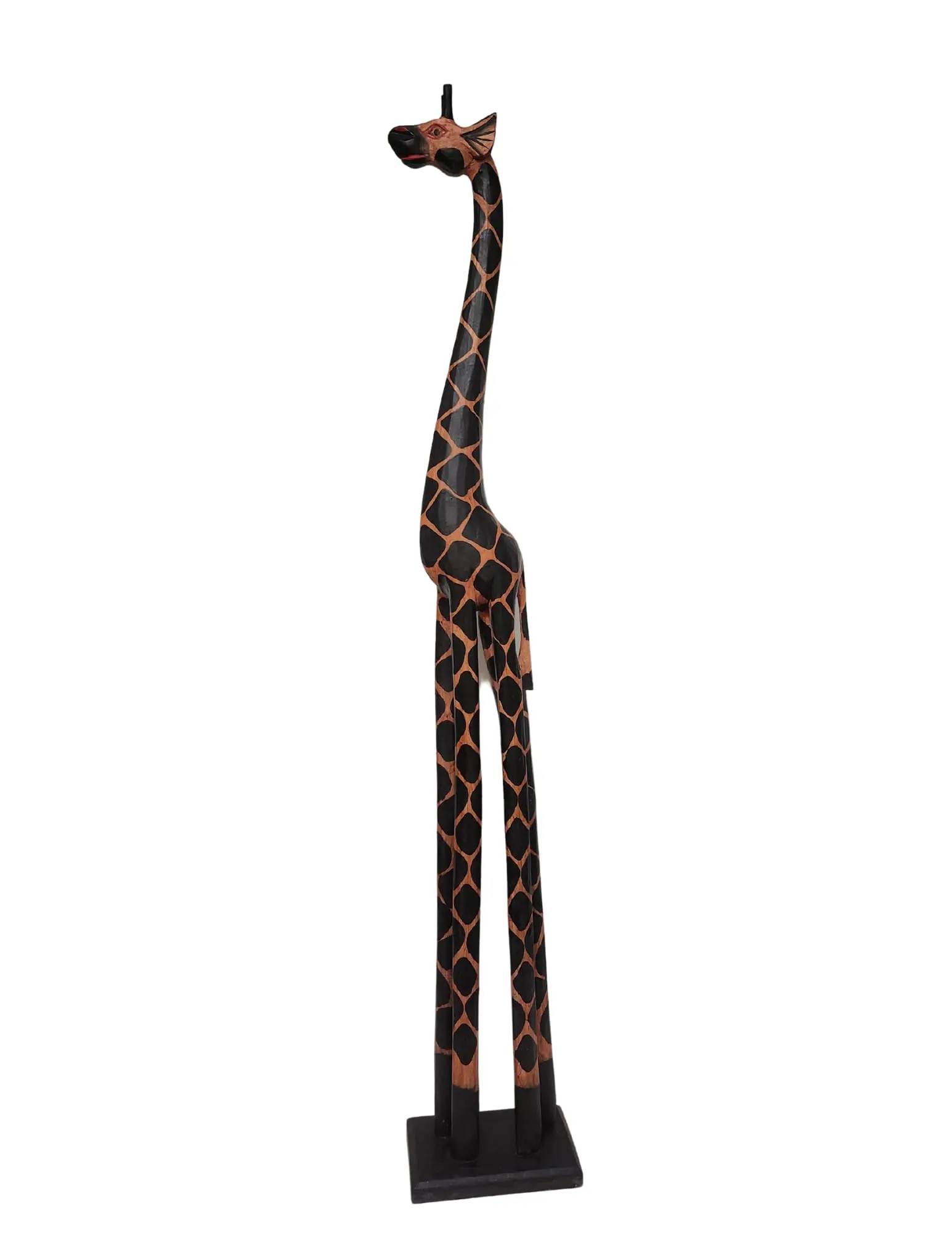 Extra Tall 5' Giraffe Hand Carved Wooden African Statue Sculpture