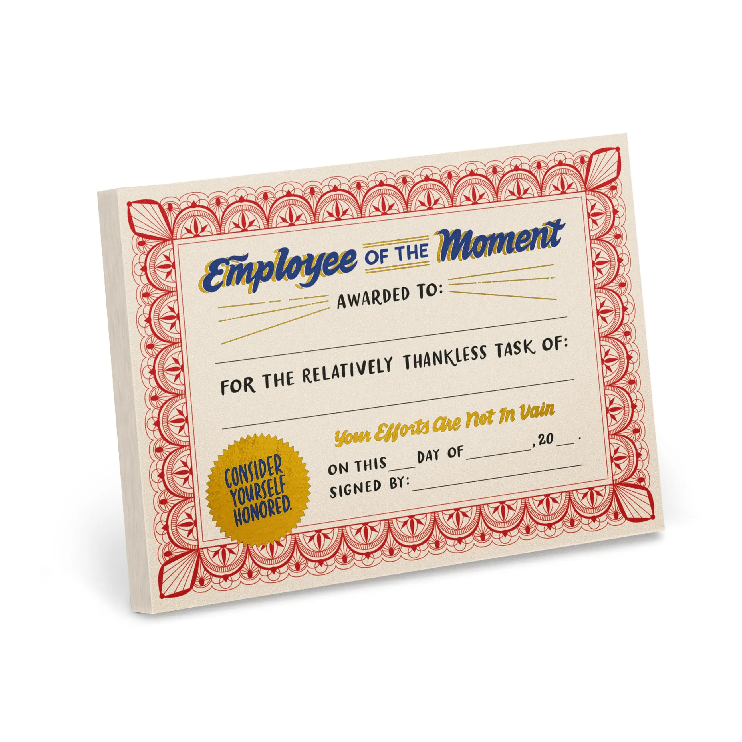 Employee of the Moment Award Paper Certificate Note Pad Employee of the Moment Award Paper Certificate Note Pad